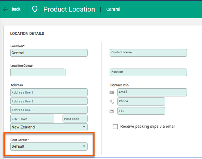 Infusion Accounting Software Cost Centre feature