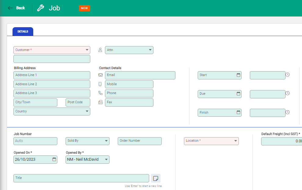 Infusion Accounting Software Job feature interface